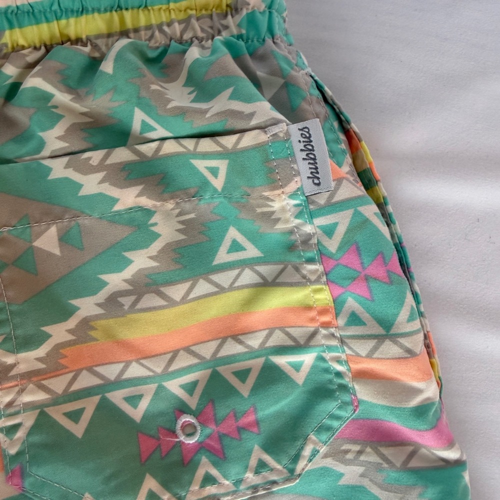 Chubbies Mens Swim Trunks Small Teal Geometric Southwestern Print Mesh Lined - Picture 4 of 9